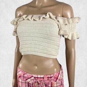 H&M cream off the shoulder knit top